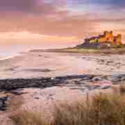Bamburgh beach and castle