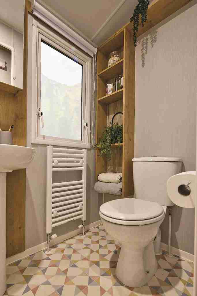 shower room - wash basin - mirrored cabinet - storage shelving - white laddered towel rail
